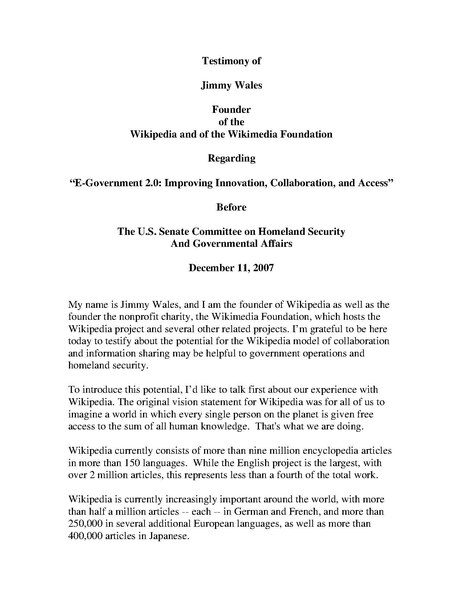 File:2007 Testimony by Jimmy Wales to United States Senate.pdf