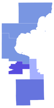 County Results
Kildee:      40-50%      50-60%      60-70%      70-80% 2012 MI-05 Election by County.svg