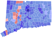 2016 United States Senate election in Connecticut results map by municipality.svg