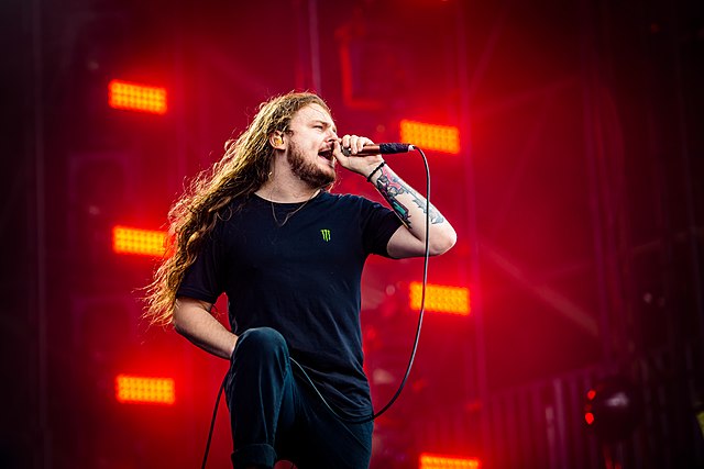 Lead vocalist Aaron Pauley performing in 2019