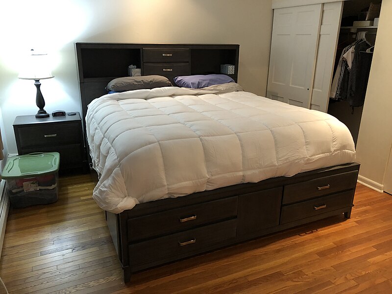 File:2022-08-20 13 08 33 A king-size Caitbrook Gray Full Storage Bed in the master bedroom of a house along Aquetong Lane in the Mountainview section of Ewing Township, Mercer County, New Jersey.jpg