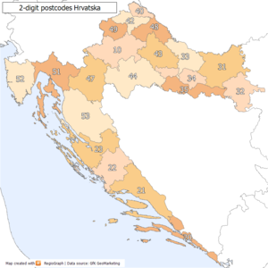 2-digit postcode areas Croatia (defined through the first two postcode digits) 2 digit postcode croatia.png