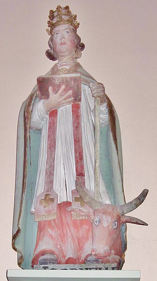 Névez : église paroissiale Sainte-Thumette : statue de saint Cornély datant du XVIIIe siècle.