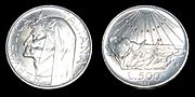 1965 coin, 500 lira, uses L.