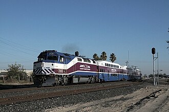 A typical ACE train with F40PH-3C #3106 leading ACE -7 at Wyche (Manteca).jpg
