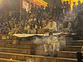 Aarti singers during evening Ganga aarti, Varanasi.