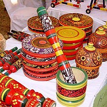 Sindhi wooden utensils with Lacquer Jandri work Acessories of Kitchen.jpg