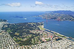 A antiga base militar de seis quilômetros quadrados na Golden Gate