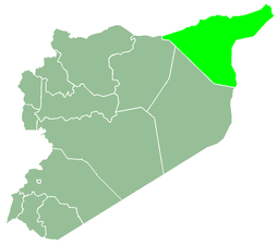 Hasiçi İli'nin gösterildiği bir Suriye haritası.