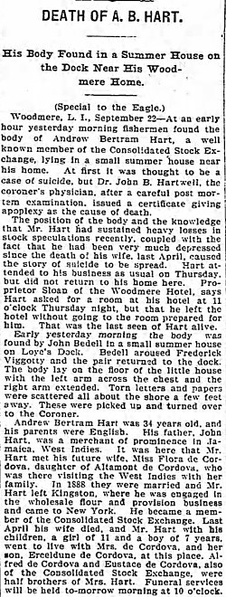 Thumbnail for File:Andrew Bertram Hart I (c1865-1900) obituary in the Brooklyn Eagle on September 22, 1900.jpg