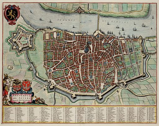 Antwerp - Antverpia; Gallis Anvers, Vernacule Antwerpen (Atlas van Loon)