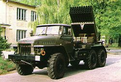 Wyrzutnia BM-21 w położeniu bojowym