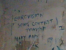 Graffiti from 1979 on a wall in Bank Hall East wing