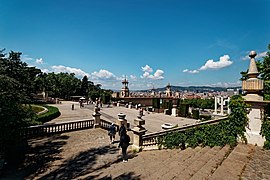 Barcelona - Montjuïc - Passeig de Jean Forestier below Mirador del Palau Nacional 1929 - View WNW.jpg