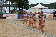 Deutsch: Beachhandball Europameisterschaften 2019 (Beach handball Euro); Tag 3: 4. Juli 2019 – Frauen,Platzierungsrunde Gruppe III, Zypern-Türkei 0:2 (14:24, 22:23) English: Beach handball Euro; Day 3: 4 July 2019 – Women Consolation Round Group III – Cyprus-Turkey 0:2 (14:24, 22:23)