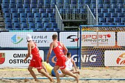 Deutsch: Beachhandball Europameisterschaften 2019 (Beach handball Euro); Tag 3: 4. Juli 2019 – Männer, Hauptrunde Gruppe II, Polen-Ukraine 2:0 (24:13, 23:22) English: Beach handball Euro; Day 3: 4 July 2019 – Men Main Round Group II – Poland-Ukraine 2:0 (24:13, 23:22)