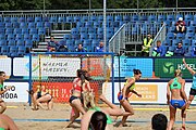 Deutsch: Beachhandball Europameisterschaften 2019 (Beach handball Euro); Tag 2: 3. Juli 2019 – Frauen, Vorrunde Gruppe D, Ukraine-Deutschland 2:0 (23:22, 32:24) English: Beach handball Euro; Day 2: 3 July 2019 – Women Preliminary Round Group D – Ukraine-Germany 2:0 (23:22, 32:24)