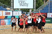 Deutsch: Beachhandball Europameisterschaften 2019 (Beach handball Euro); Tag 5: 6. Juli 2019 – Männer, Halbfinale, Dänemark-Ungarn 2:0 (19:16, 22:18) English: Beach handball Euro; Day 5: 6 July 2019 – Semifinal Men – Denmark-Ukraie 2:0 (19:16, 22:18)