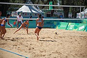 Deutsch: Beachvolleyball bei den Olympischen Jugendspielen 2018; Tag 8, 14. Oktober 2018; Mädchen, Achtelfinale – Mexiko-China 0:2 (15–21/16–21) English: Beach volleyball at the 2018 Summer Youth Olympics at 14 October 2018 – Girls Round of 16 – Mexico-China 0:2 (15–21/16–21)