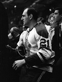 Bobby Baun scored the overtime winning goal in game six of the 1964 Finals despite breaking his ankle in the third period. BobbyBaun 05.jpg