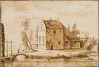 Boelenham Castle near Hemmen label QS:Len,"Boelenham Castle near Hemmen" label QS:Lpl,"Zamek Boelenham koło Hemmen" label QS:Lnl,"Kasteel Boelenham bij Hemmen" 1697-1735. Arnhem, Gelders Archief.