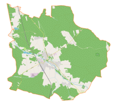 Mapa konturowa gminy Boronów, w centrum znajduje się punkt z opisem „Boronów”