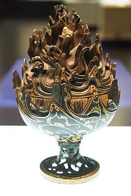 Bronze incense burner inlaid with gold; from the tomb of Liu Sheng, Prince of Zhongshan, at Hebei Mancheng, Chinese Western Han period, 2nd century BC