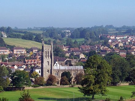 Bruton Parish church, and the abbey site beneath the playing field Bruton Abbey W.jpg