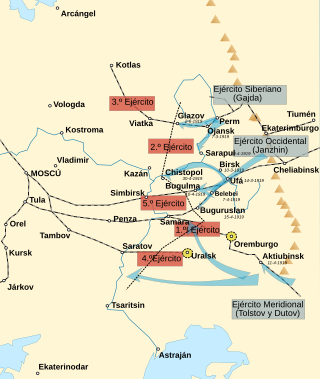 <span class="mw-page-title-main">Spring offensive of the White Army</span> Offensive operation of Kolchac armies against East RKKA front in march - April 1919