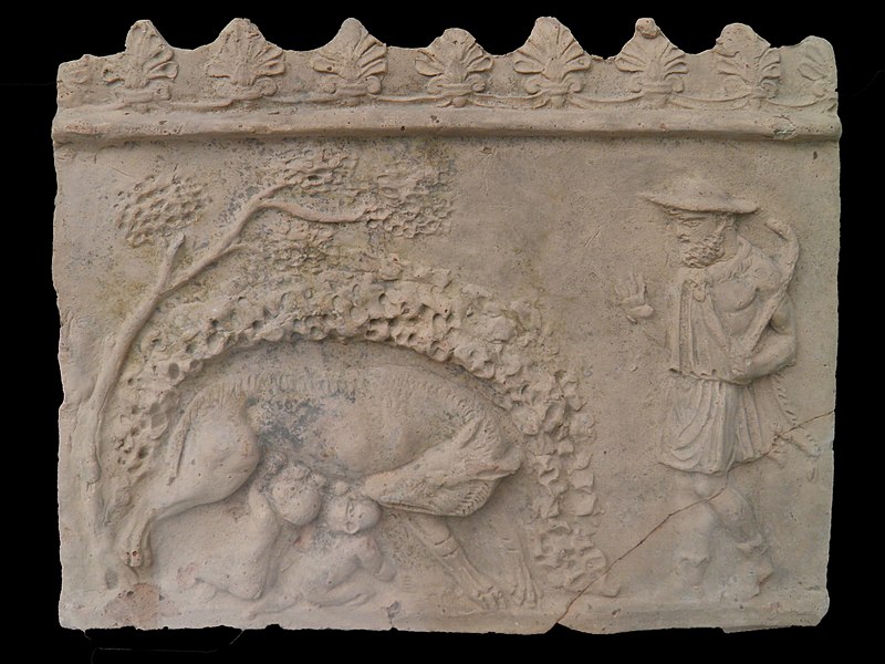 File:Campana relief with a scene depicting the moment when the shepherd Faustulus finds the she-wolf with the twins Romulus and Remus, 2nd century AD, Pergamon Museum, Berlin (49808961057).jpg