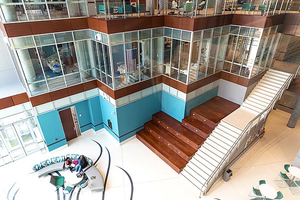 An inside look of the new Robert and Carol Gunn Health Sciences and Human Services building glass classrooms.