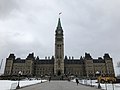 15 March 2018. The Centre Block of Canada's Parliament Hill during construction on the front lawn.
