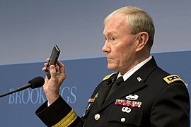 Chairman of the Joint Chiefs of Staff U.S. Army Gen. Martin E. Dempsey discusses the importance of cyber security June 27, 2013, at the Brookings Institution in Washington, D.C 130627-D-VO565-003.jpg