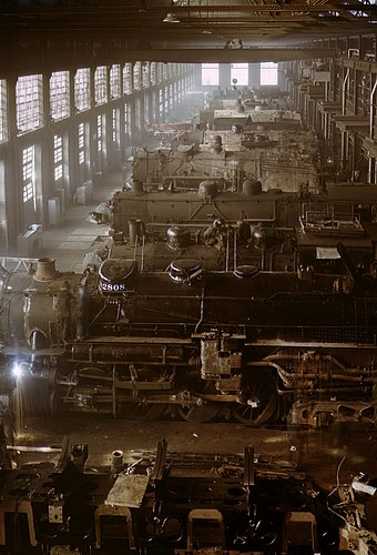 Локомотивный цех Chicago and North Western Transportation Company[англ.] на фотографии 1942 года