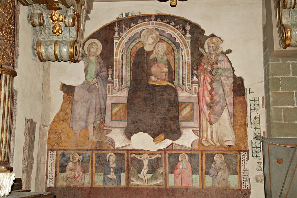 Dettaglio degli affreschi attribuiti a Bartolo di Fredi e Taddeo di Bartolo nella Chiesa di San Francesco (Lucignano)