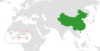 Location map for China and Slovenia.