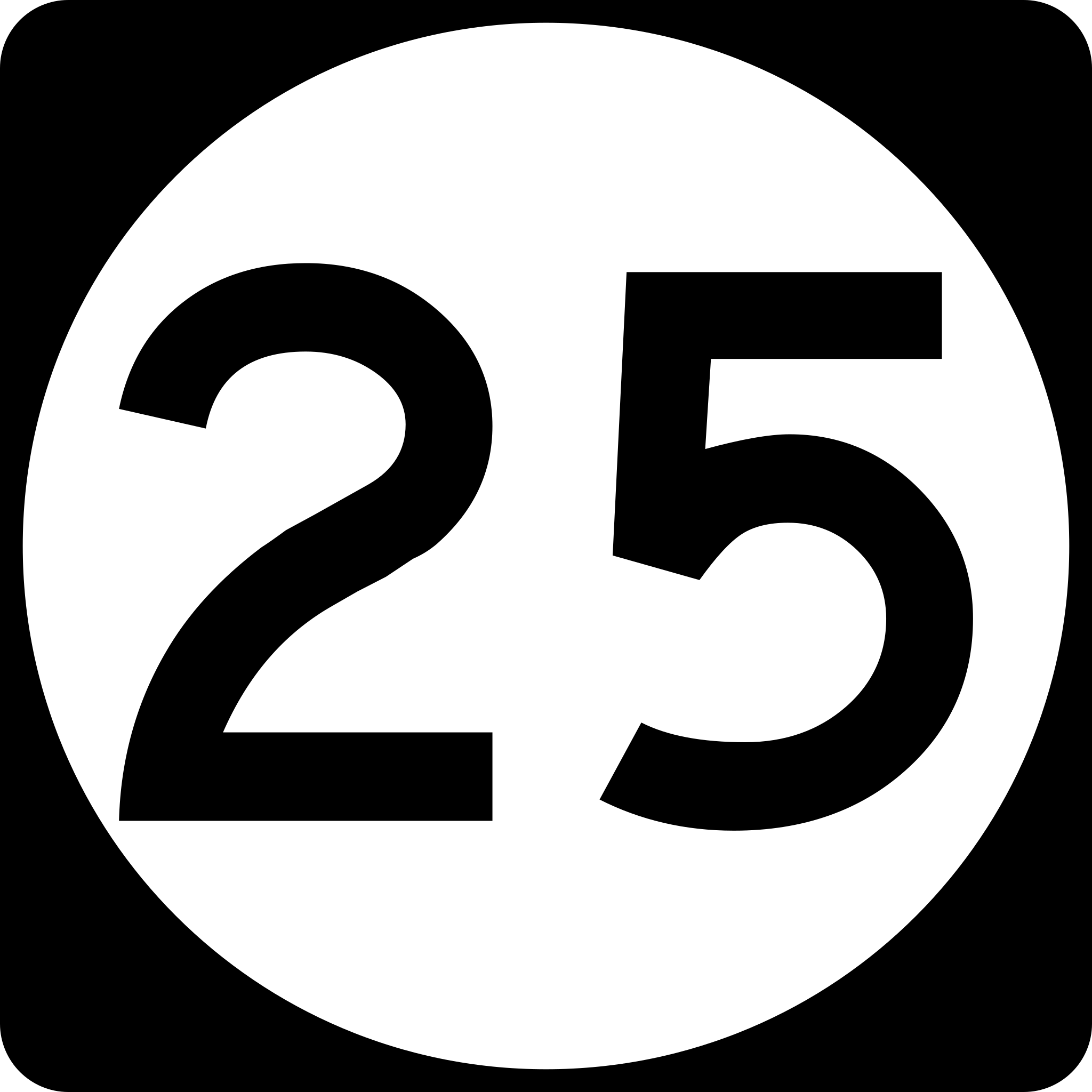 Number 25 White Black Button