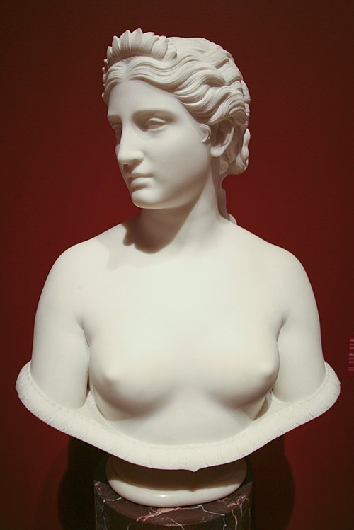 Bust of Clytie, by Hiram Powers, modeled 1865–1867, carved 1873.