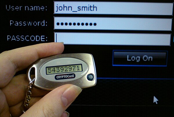 A disconnected token. The number must be copied into the PASSCODE field by hand.