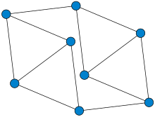 The unique smallest cubic matchstick graph Cubic matchstick graph.svg