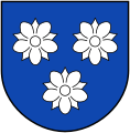 Drei weiße Geldernsche Rosen im Wappen der Stadt Viersen