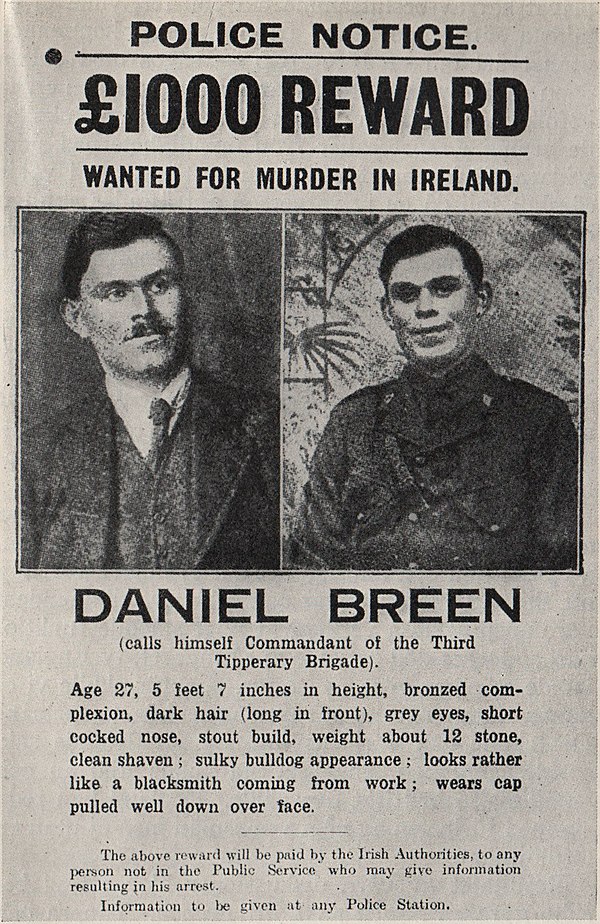 A wanted poster for Dan Breen.