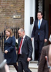 The Prime Minister of the United Kingdom, David Cameron, leaving the St Stephen's Club David Cameron St Stephen's Club 2.jpg