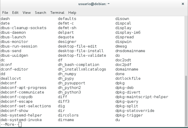 Terminal linux com usuário root (sudo), caractere "d" com tab