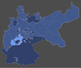 Hellblau: Lage der Provinz Hessen-Nassau