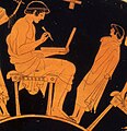 Дурис. Античный грек пишет на восковой табличке. Около 500 до н. э. Берлин, Античное собрание
