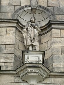 Statue of Euripides in a niche on the facade of the Semperoper, Germany