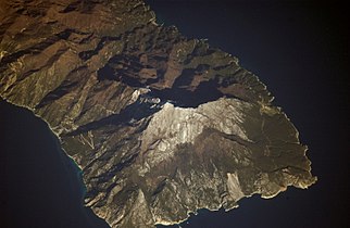 Athos mountain viewed from space