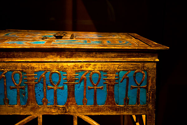 An elaborate box from Yuya and Thuya's tomb bearing Amenhotep III's cartouche.