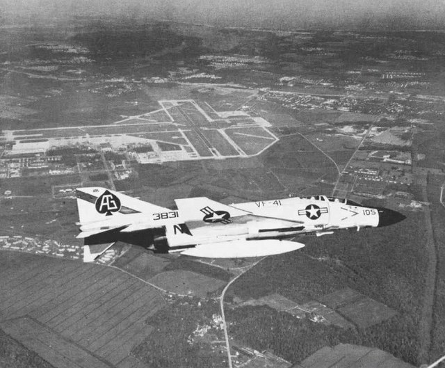 A VF-41 F-4J over NAS Oceana in the late 1960s